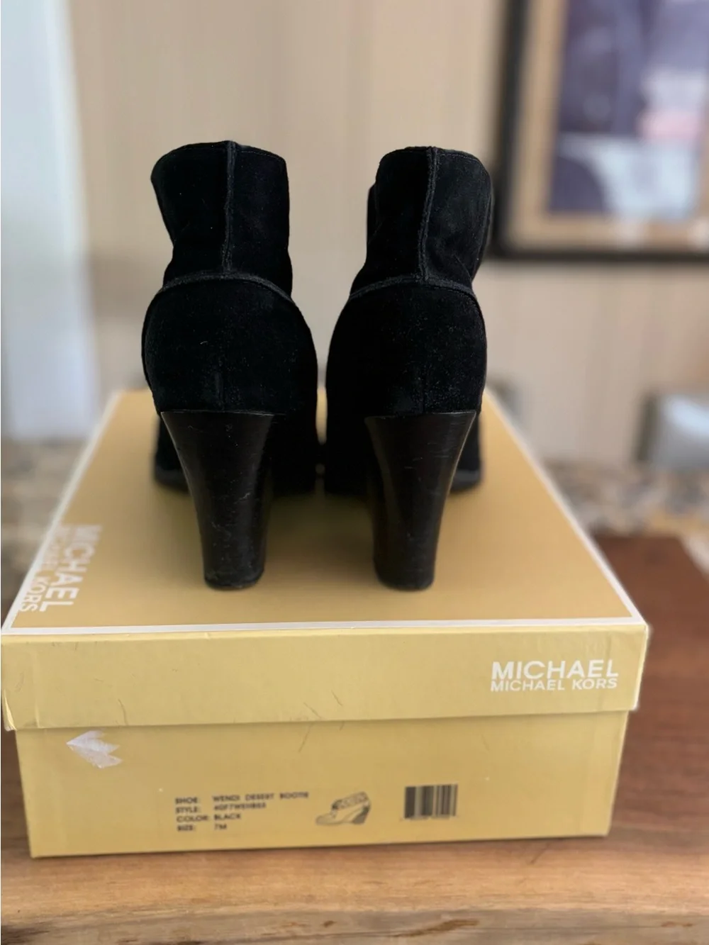 Michael Kors Black Suede Shearling-Lined Lace-Up Ankle Boots